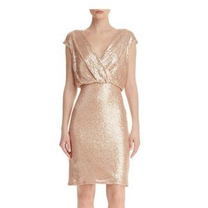 Sequined Rose Gold Tadashi Shoji formal dress